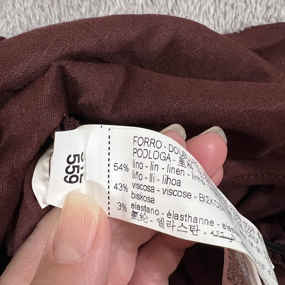 Zara Dress Women Small Dark Brown Ruched Linen Blend Sweetheart Mini Bodycon NWT - Picture 5 of 9